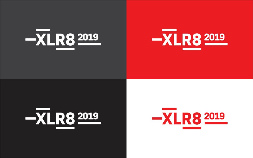 XLR8. Brand logo in colour variations
