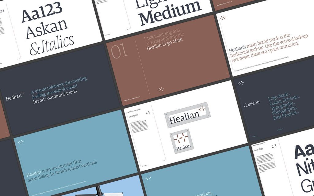 Healian brand guideline spreads
