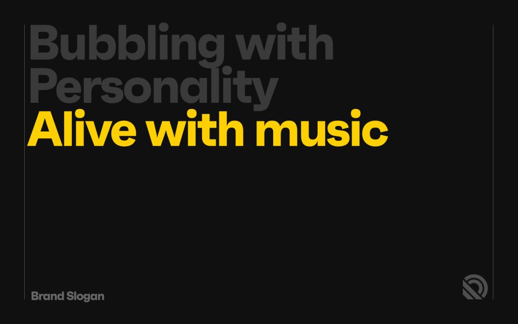 Brand slogan in yellow