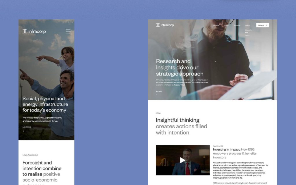 Ifracorp Home page layout