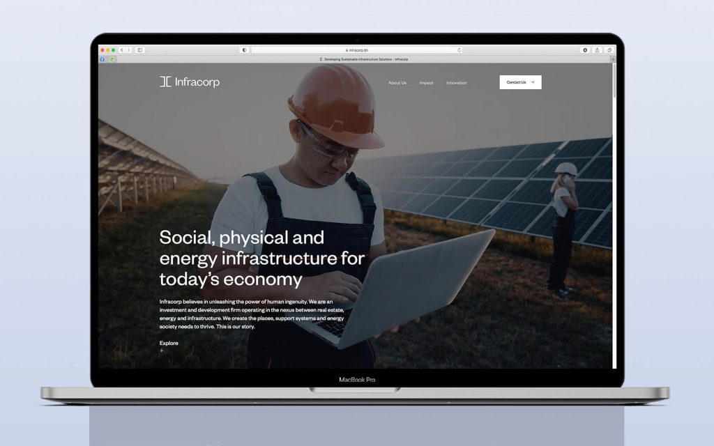 Infracorp Website in laptop browser