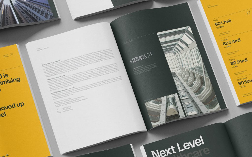 Esterad Annual Report 2021. Layout spreads