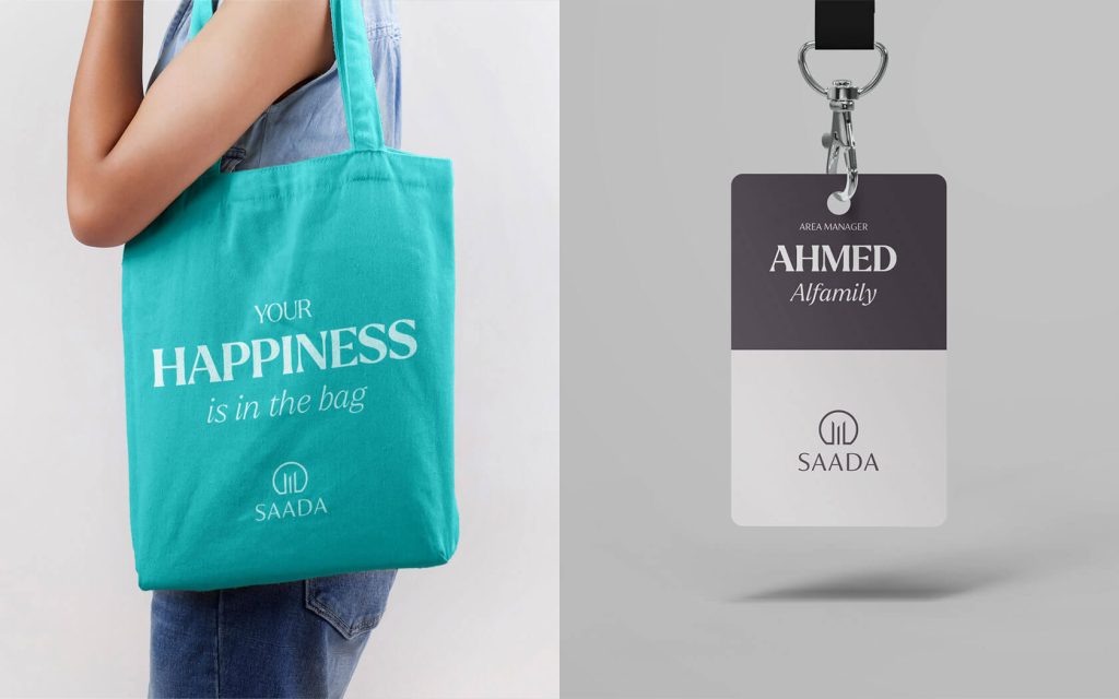 Saada. Branded Bag and Staff ID Card