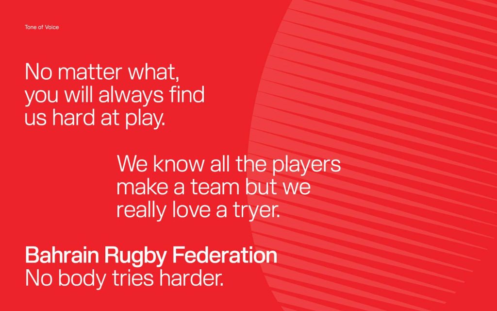 Bahrain Rugby. Tone of Voice