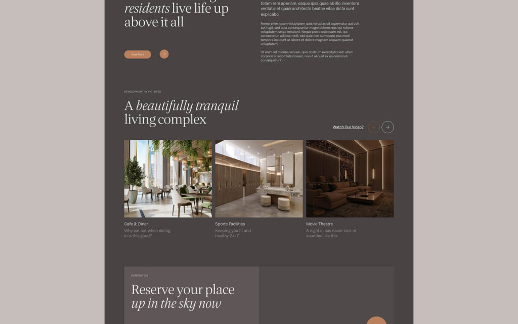 Onyx Skyview. Web page layout