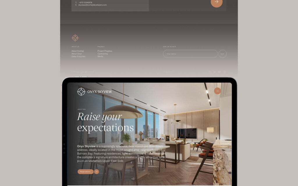 Onyx Skyview. Website in iPad browser