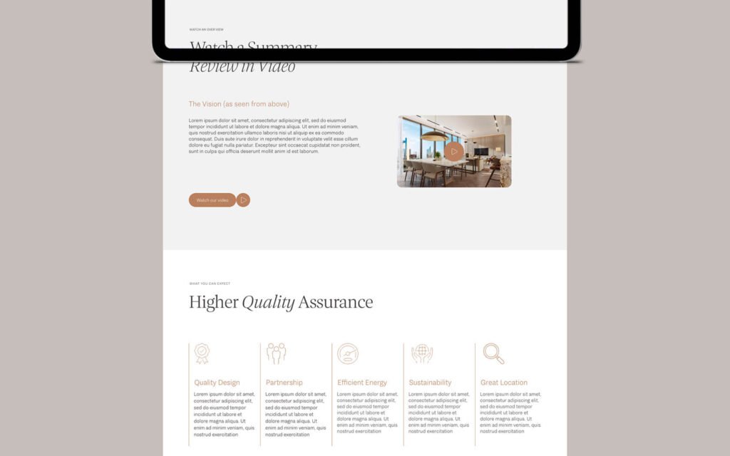 Onyx Skyview. Web page layout