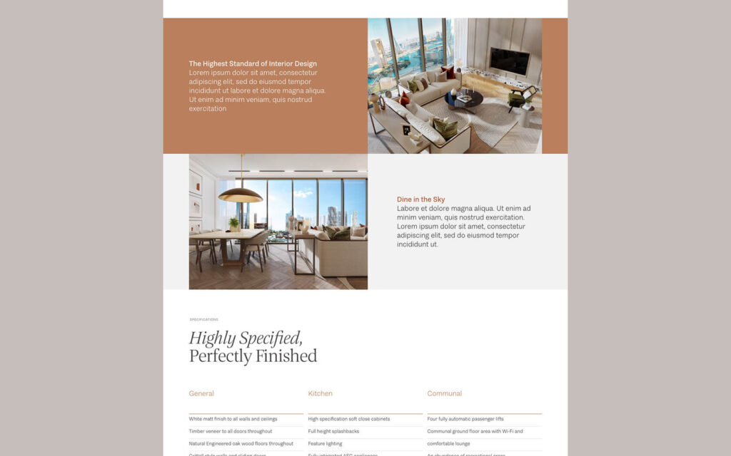 Onyx Skyview. Web page layout