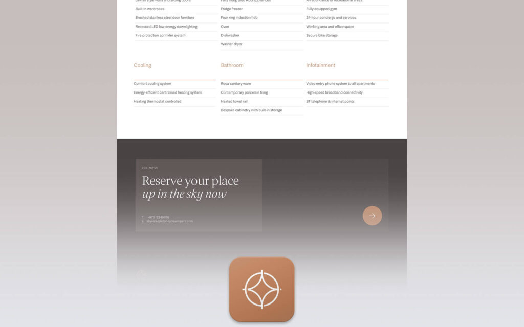 Onyx Skyview. Web page layout