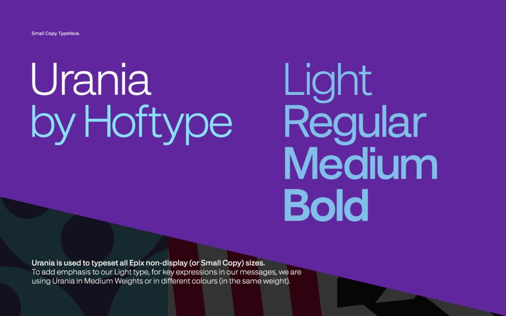 Epix. Small copy typeface