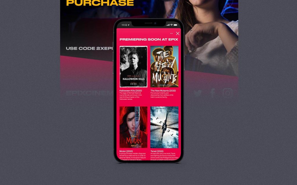 Epix. Newsletter in mobile browser