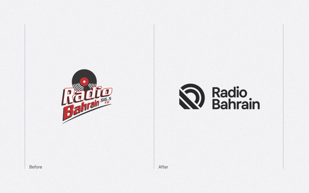 Radio Bahrain. Before and after brand logo