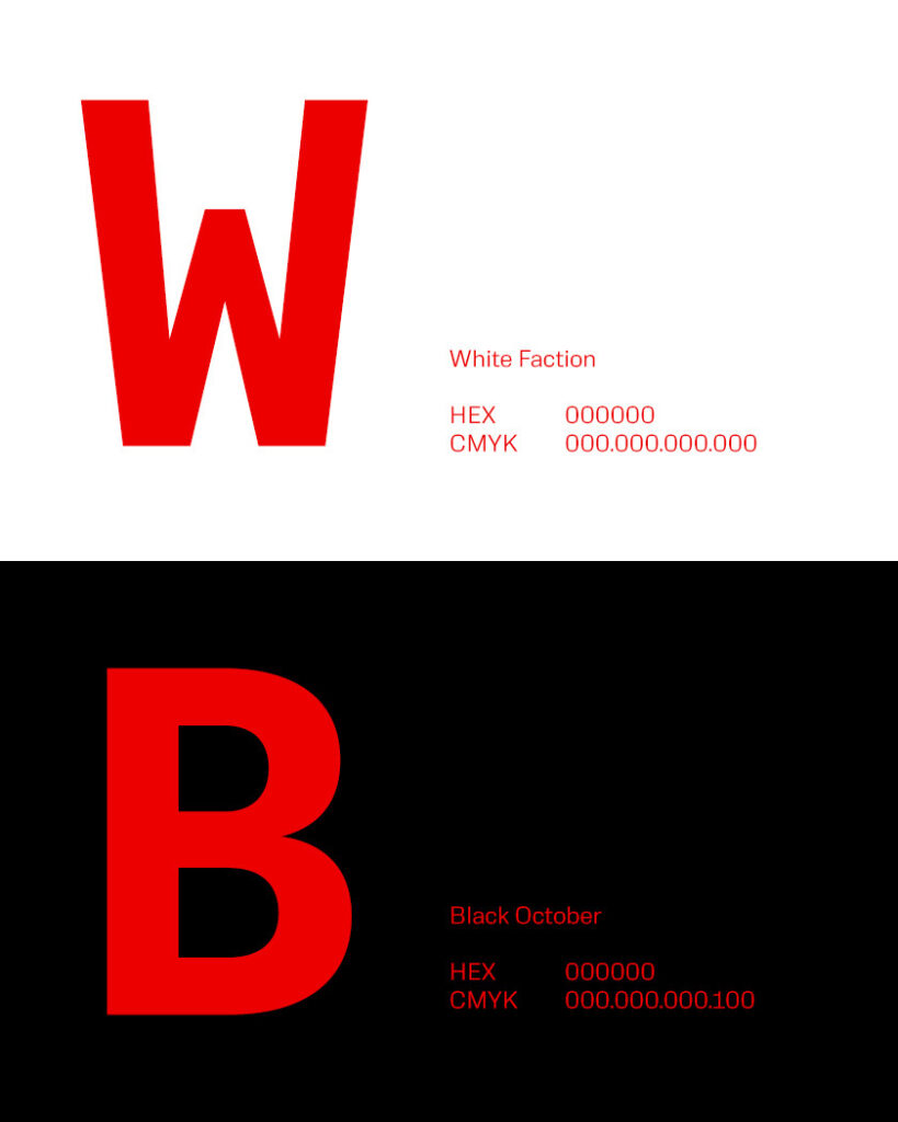 Brand colour in white and black