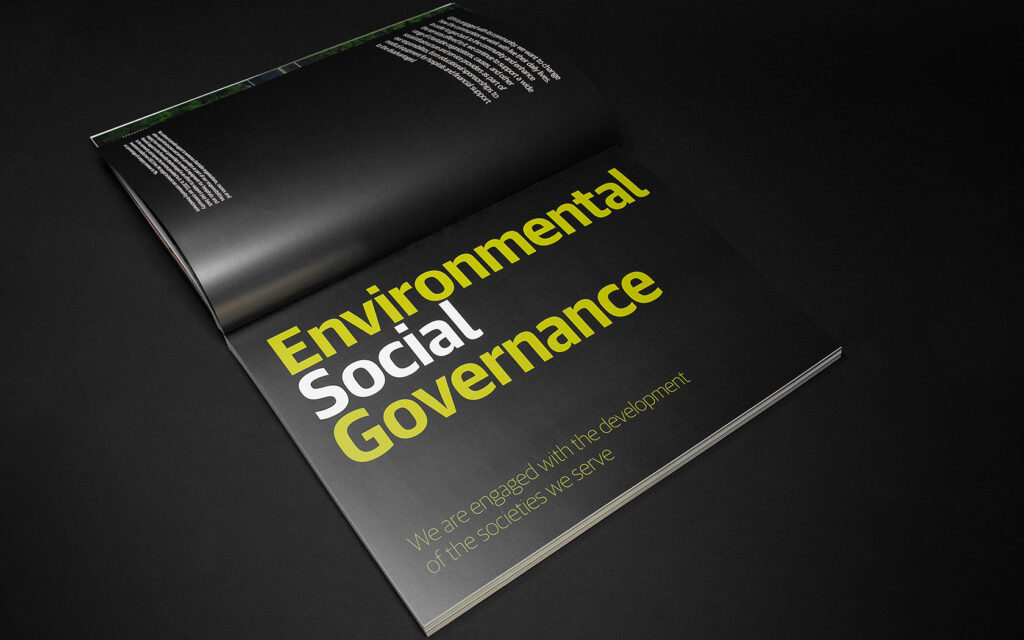 Annual Report black spread with ESG name