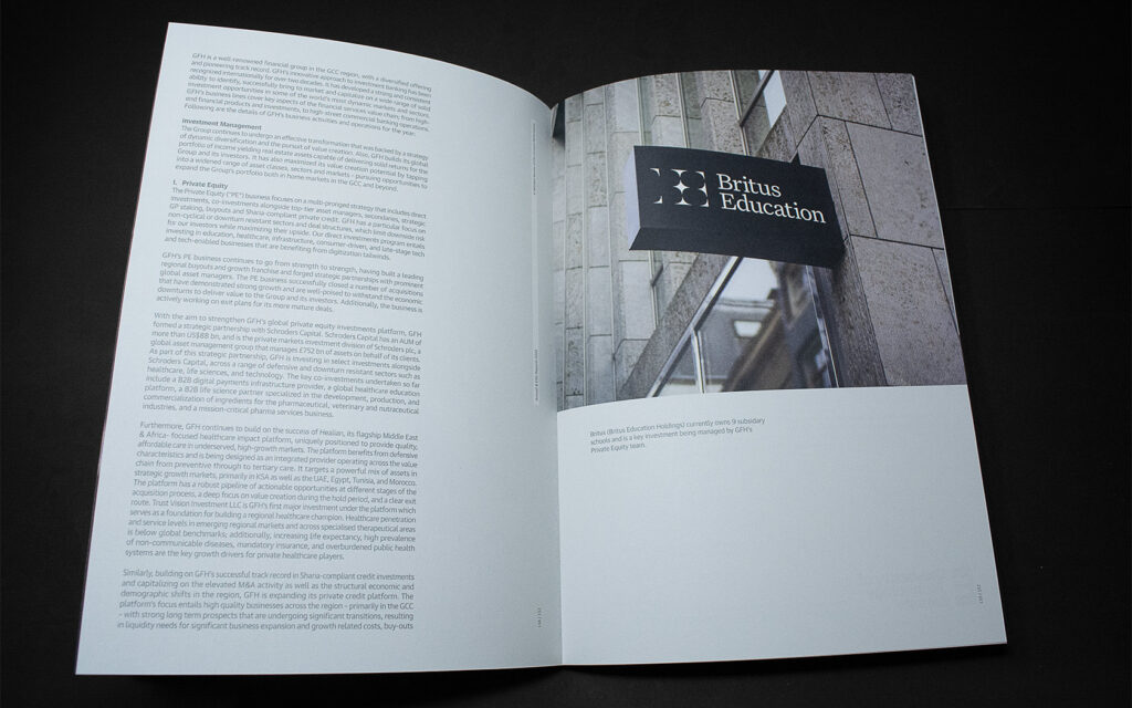 GFH Annual Report 2022. Text spread with the image