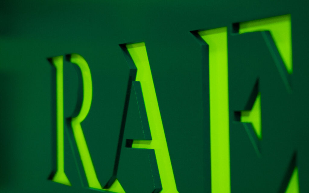 Raees & Co. Entrance door sign