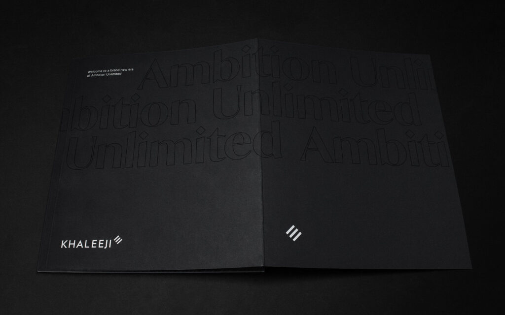 Khaleeji Brand Book. Open cover with gate-fold