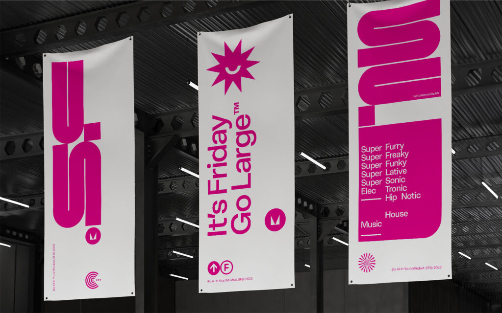 Super Fridaze. Hanging banners examples