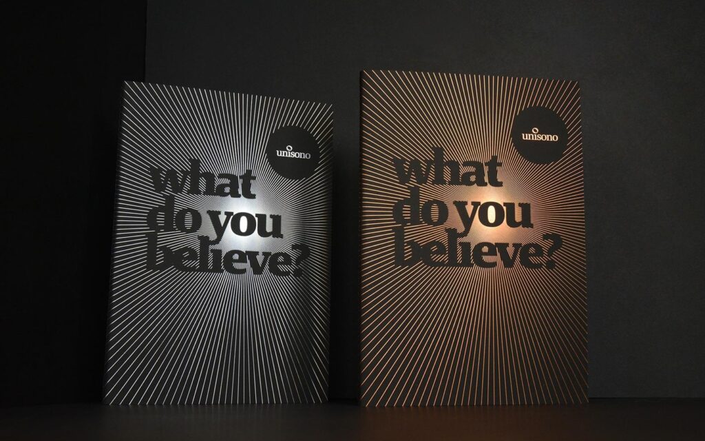 Unisono's notebook cover with foil