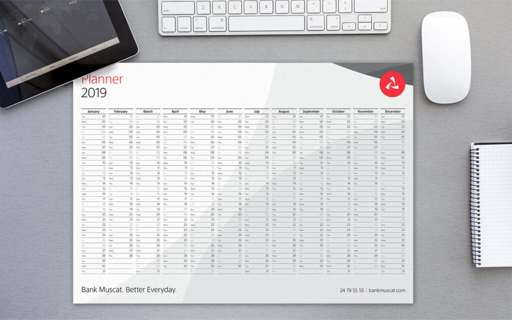 Bank Muscat. Monthly Planner