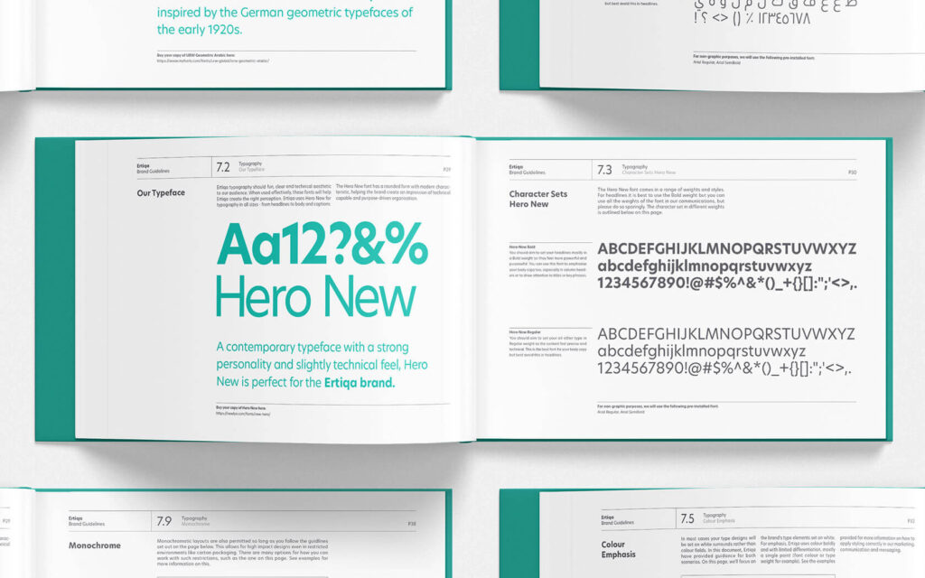 Ertiqa. Brand guideline spread