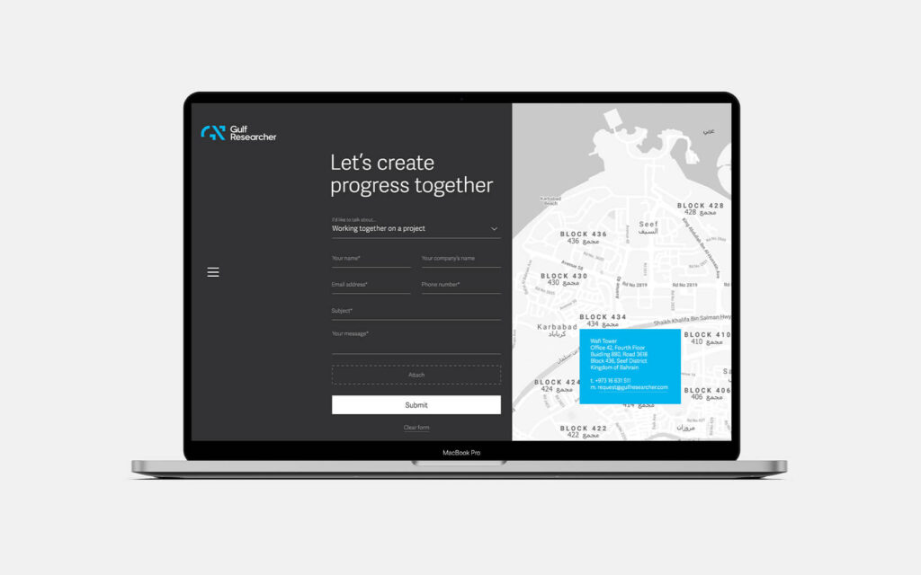 GRE Website. Location map and contact page
