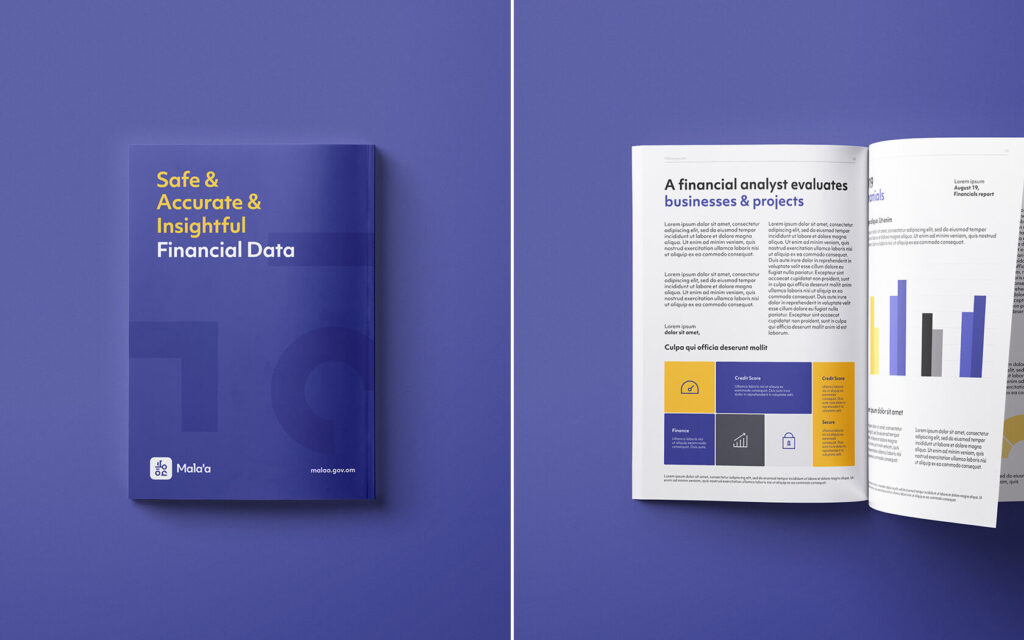 Mala'a. Report cover and financial spread