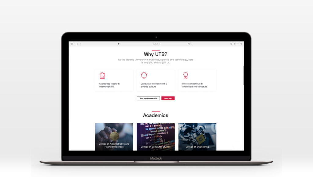 UTB. Website Layout