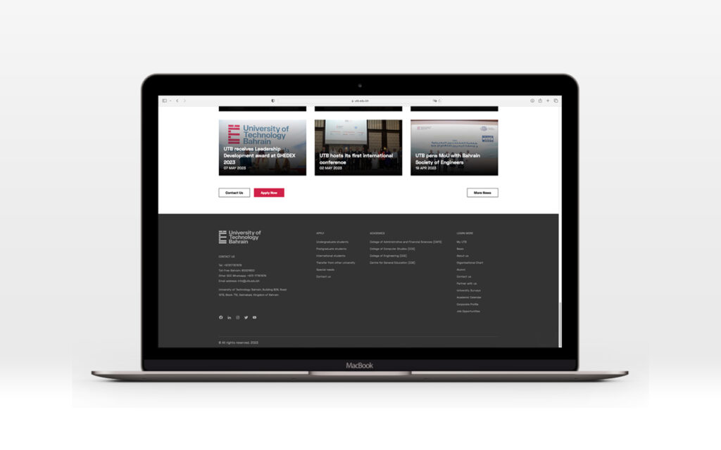 UTB. Website Footer