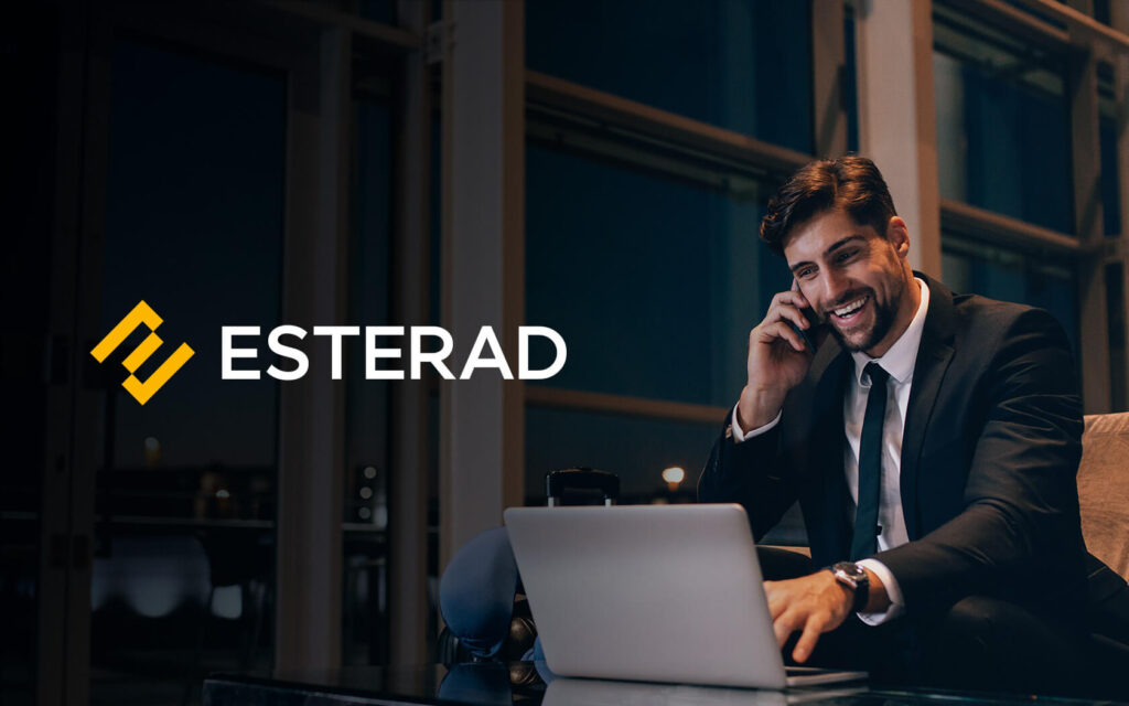 Esterad. Brand logo in reverse