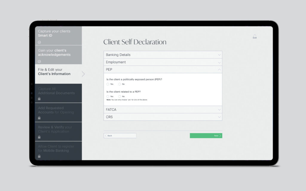 Brand app Client Self Declaration page for Khaleeji.