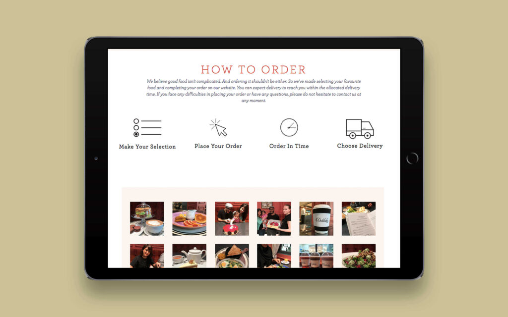 Delilah’s Website. How to order page in iPad browser