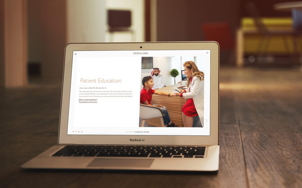 Website Patient Education page in laptop browser