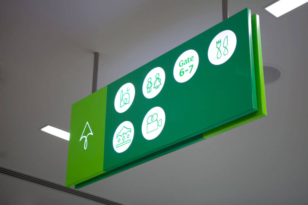 Seef Mall. Directional hanging sign