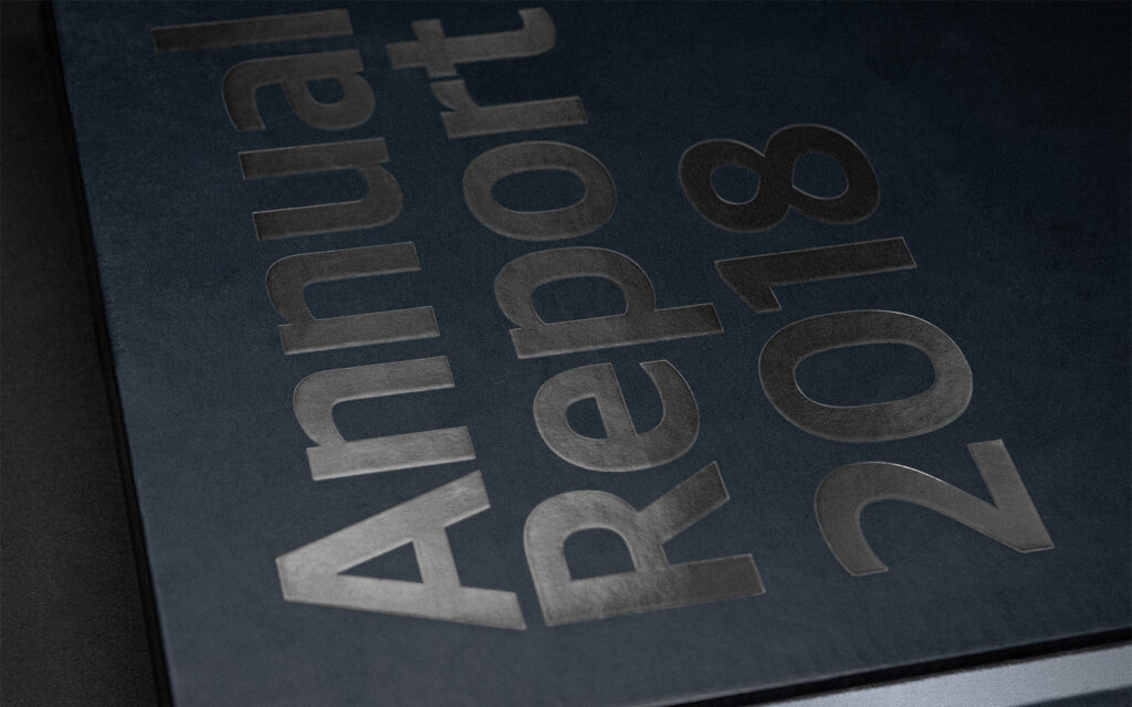 Large foil text for GFH Annual Report 2018