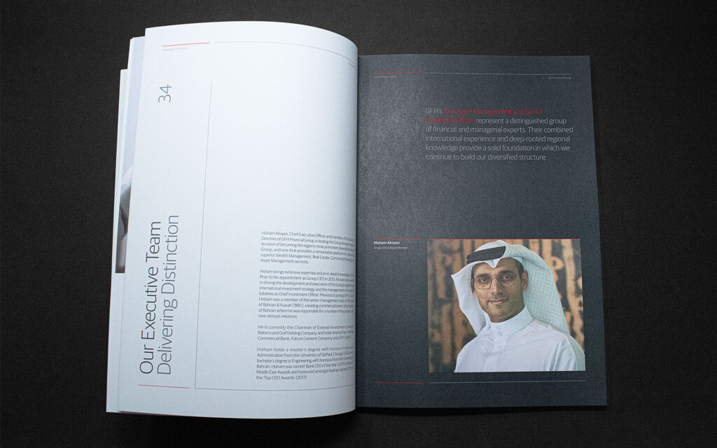 Executive Team spread for GFH Annual Report 2018