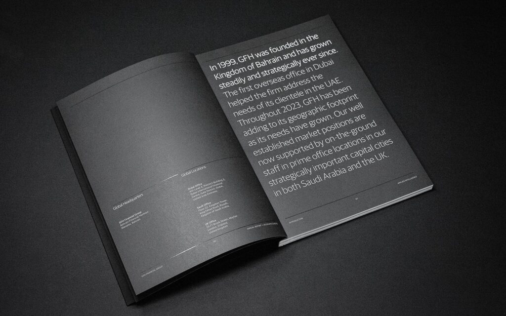 GFH profile spread for GFH Annual Report 2023.