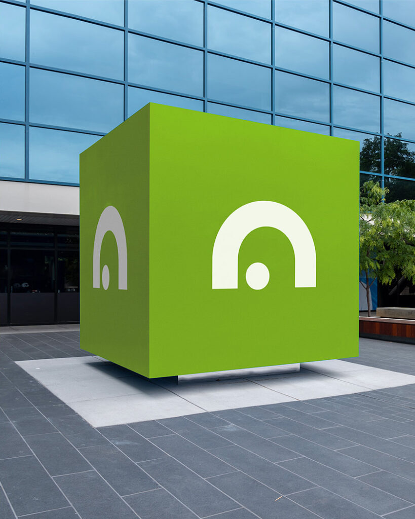 Signage plinth with brand icon for Gtech Brand