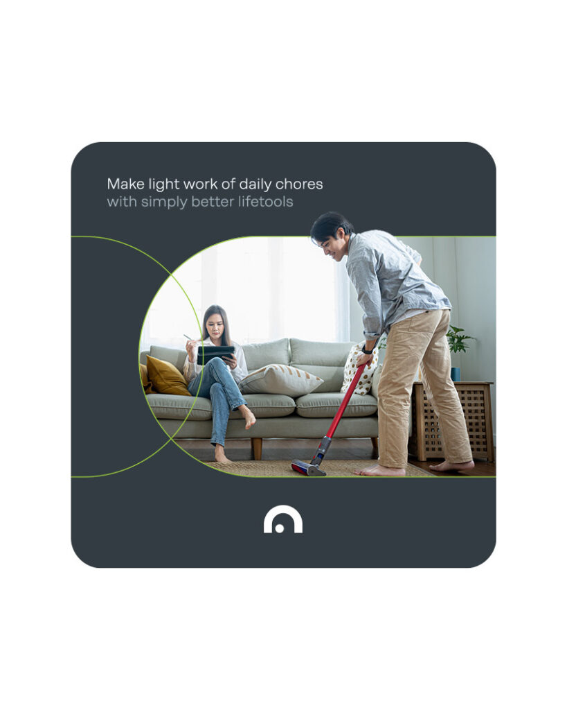 Social Media Post example with device & image for Gtech Brand.