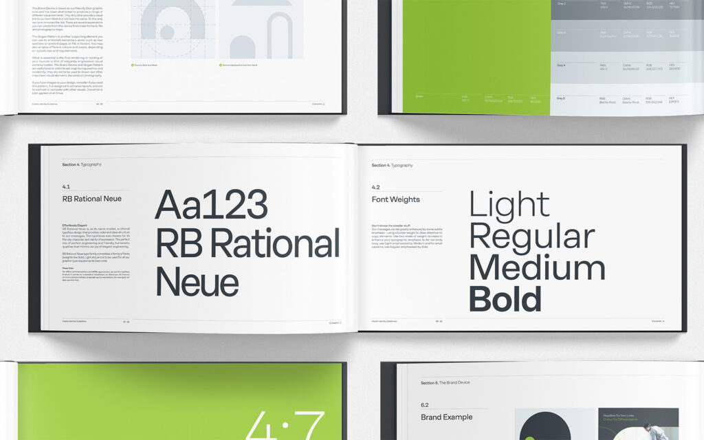 Typography spreads for Gtech Brand Guidelines
