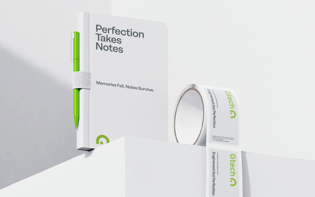 Notebook and tap design for Gtech Brand.