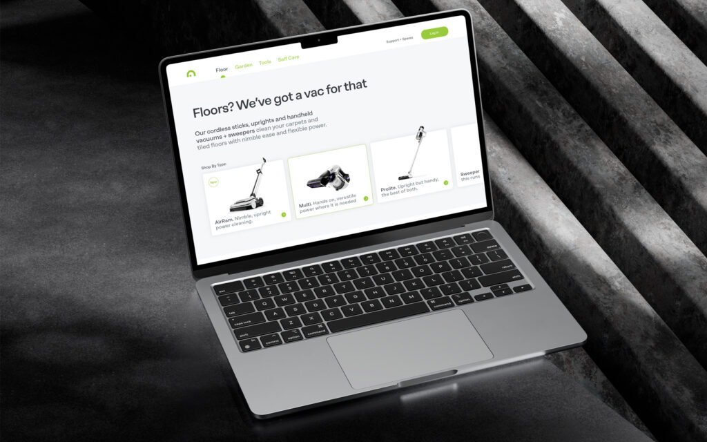 Website product page for Gtech Brand.