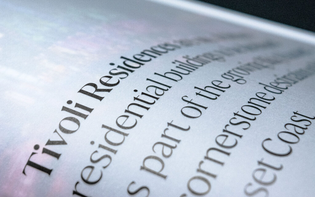 Translucent sheet for Tivoli Brochure