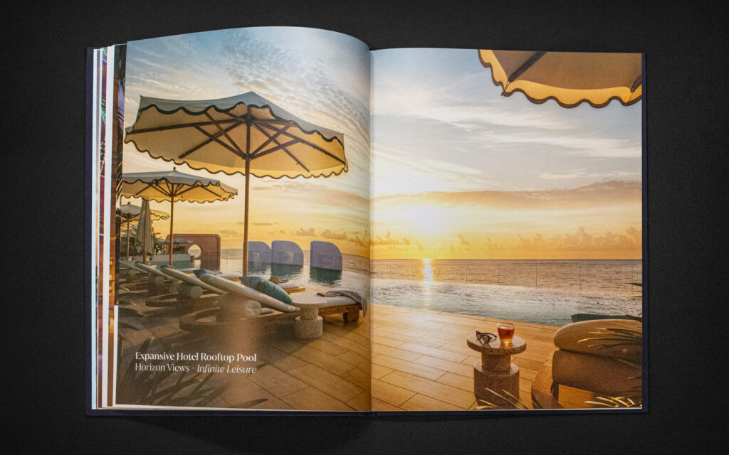 Rooftop pool spread for Tivoli Brochure