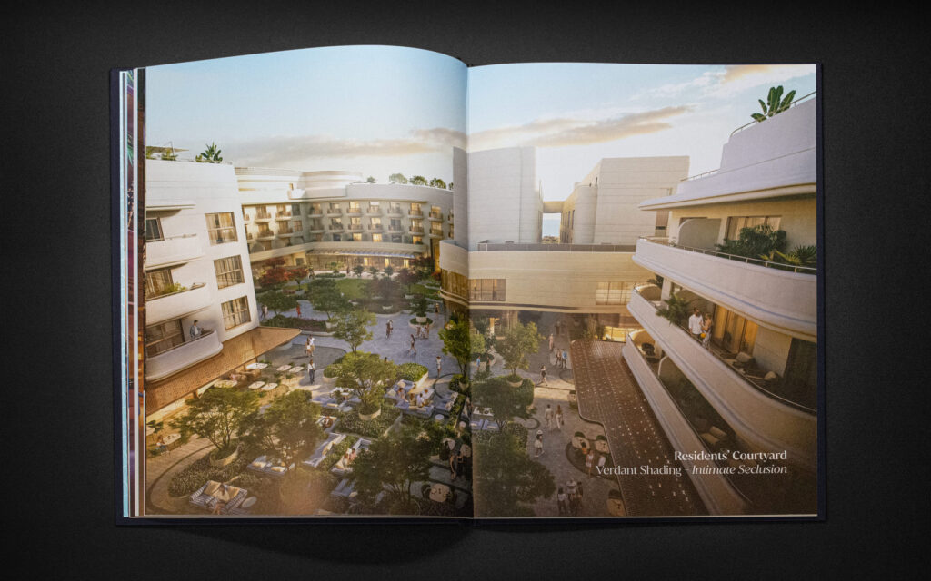 Resident Courtyard spread for Tivoli Brochure