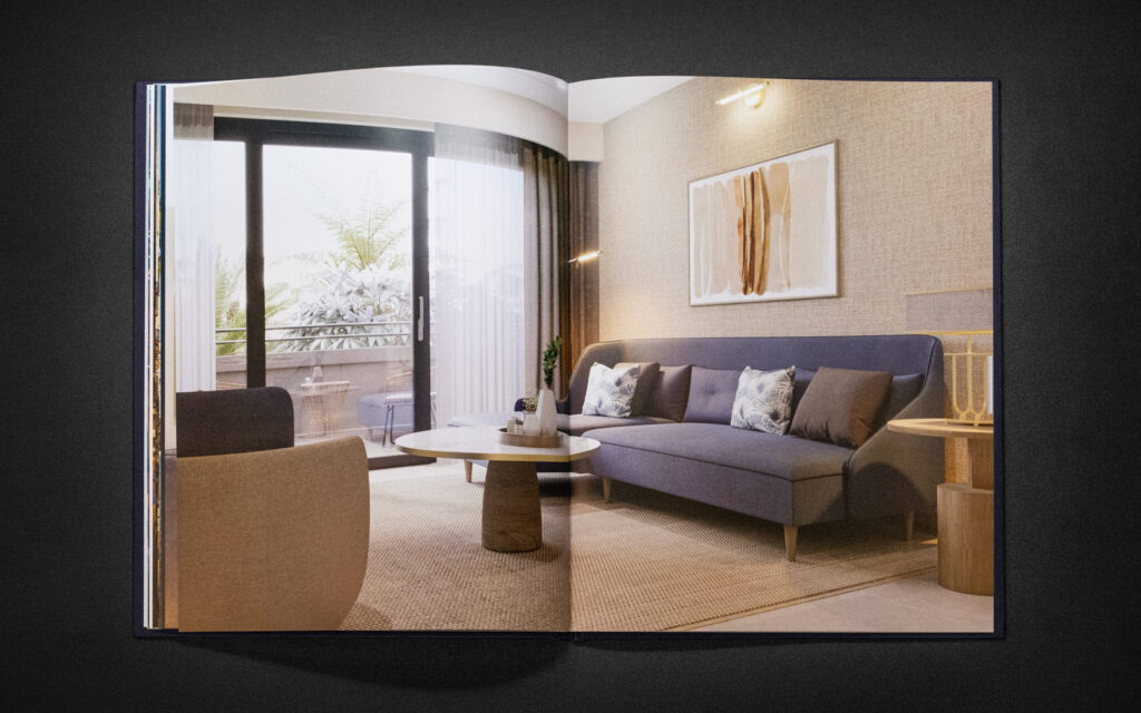 Living room spread for Tivoli Brochure