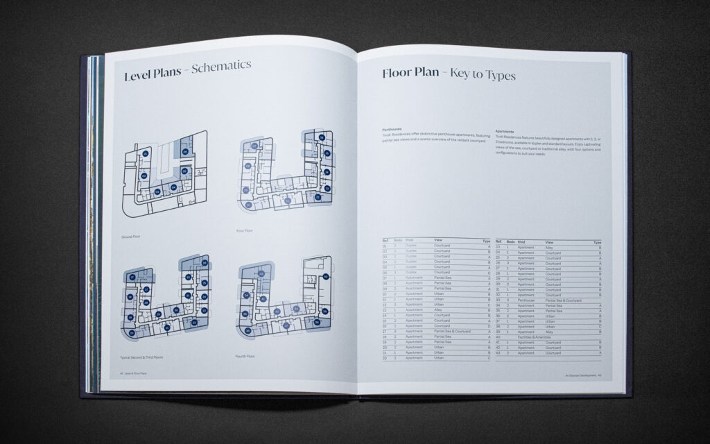 Schematics floor plan spread for Tivoli Brochure