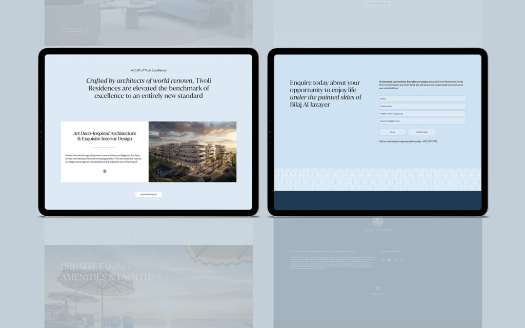 Tivoli website pages layout in tablet for Bilaj Al Jazayer
