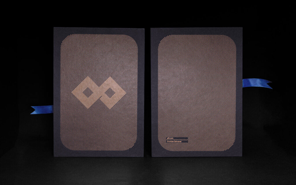 Annual Report Slipcase with copper foil treatment for GFH Annual Report 2024.