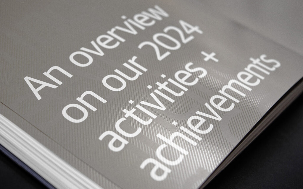 Annual Report inside ESG spread with print and special UV treatment for GFH Annual Report 2024.